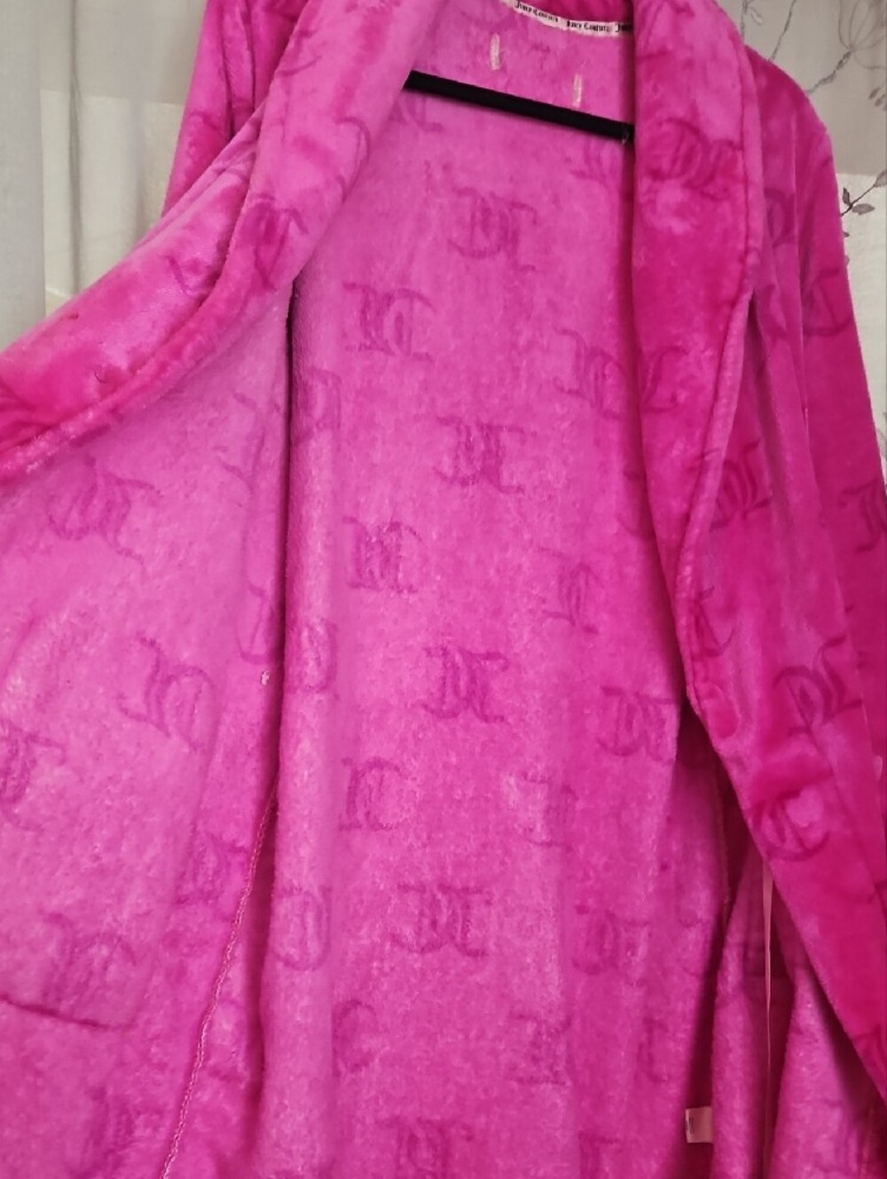 Juicy Couture Plush Shawl Collar Robe - Bright Pink - Picture 3 of 3